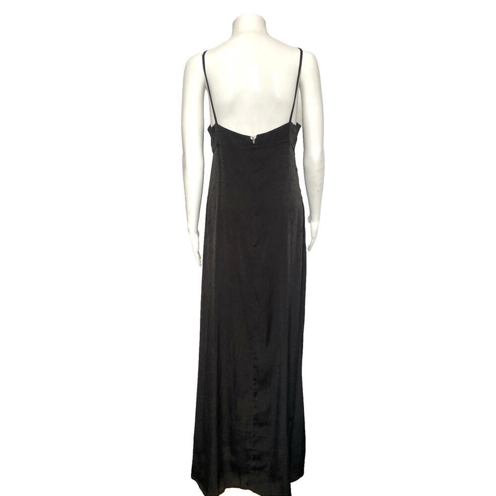 Vintage CHANEL Black Camellia CC Spaghetti Strap Backless Silk Maxi Dress FR-38 - Picture 5 of 9